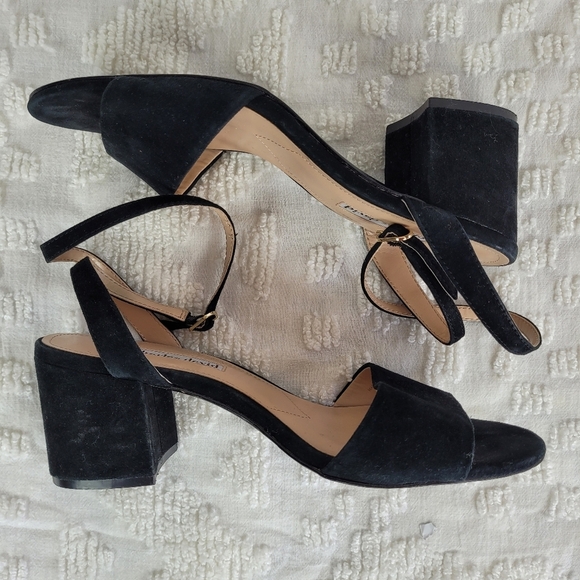 Charles David black suede sandal crisscross back ankle strap block heel 9.5 - Picture 8 of 11